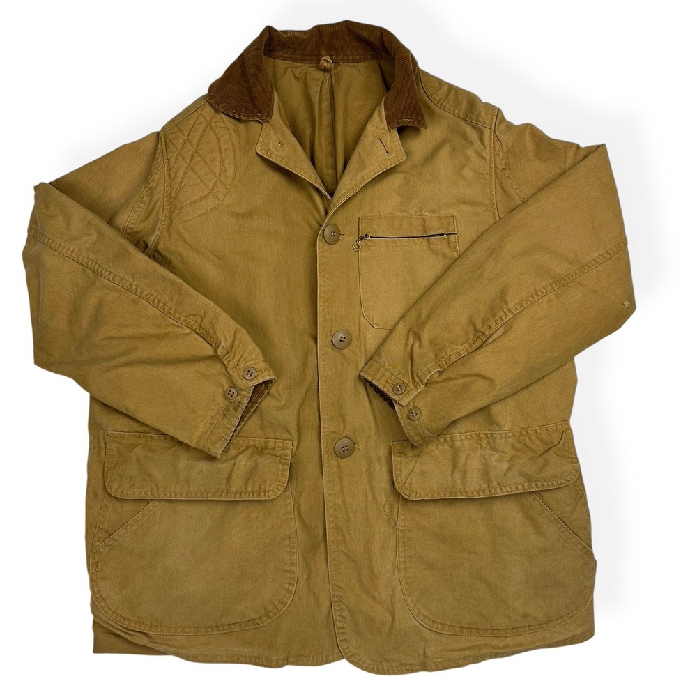 VTG JC Higgins Duck Hunting Jacket Sears Roebuck Tan L Canvas Game Pouch 50s 60s